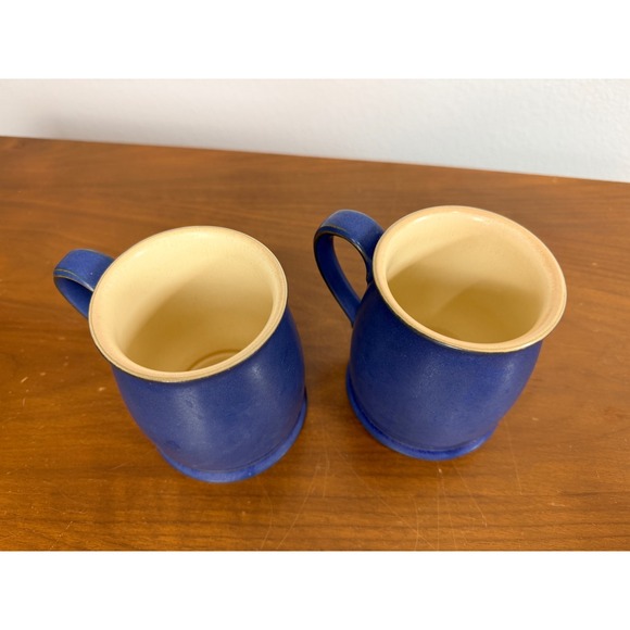 Denby Langley Tudor Cobalt Blue Stoneware Mugs Set of 2 England - Picture 2 of 9